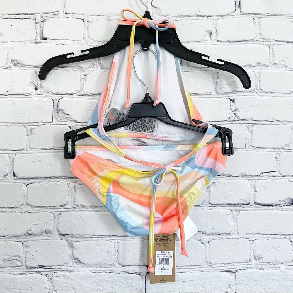 New Girls Billabong Groovy Road High Neck Bikini Size 10